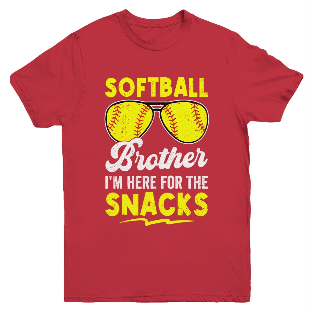 Softball Brother I'm Just Here For The Snacks Funny Retro Youth Shirt | siriusteestore