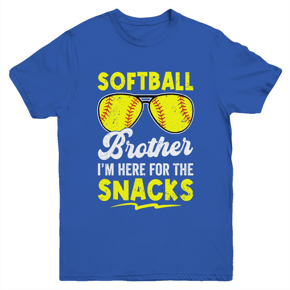 Softball Brother I'm Just Here For The Snacks Funny Retro Youth Shirt | siriusteestore