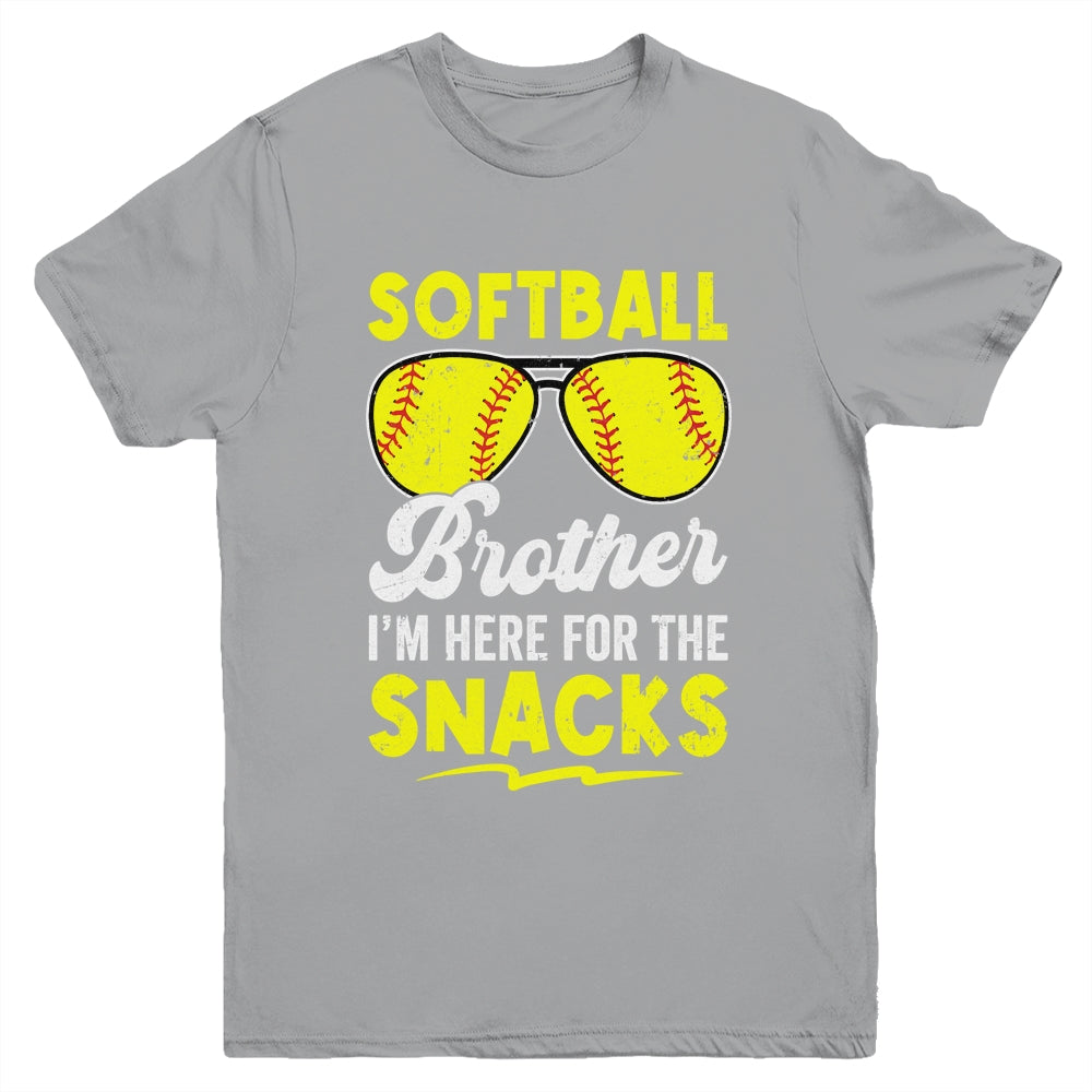 Softball Brother I'm Just Here For The Snacks Funny Retro Youth Shirt | siriusteestore
