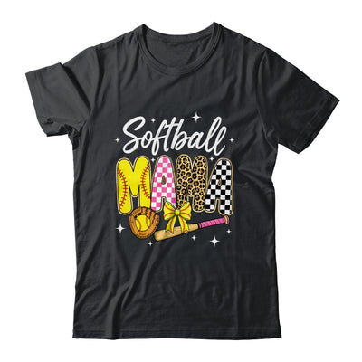Softball Mama Leopard Coquette Bow Mom Mother Women Shirt & Tank Top | siriusteestore