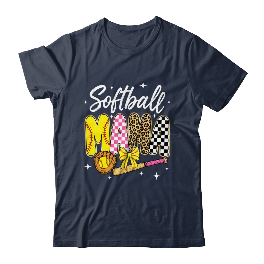 Softball Mama Leopard Coquette Bow Mom Mother Women Shirt & Tank Top | siriusteestore