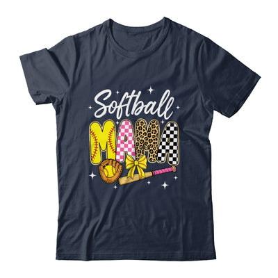 Softball Mama Leopard Coquette Bow Mom Mother Women Shirt & Tank Top | siriusteestore