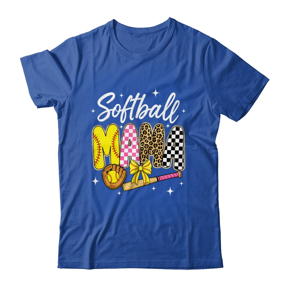 Softball Mama Leopard Coquette Bow Mom Mother Women Shirt & Tank Top | siriusteestore