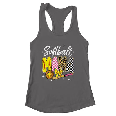 Softball Mama Leopard Coquette Bow Mom Mother Women Shirt & Tank Top | siriusteestore