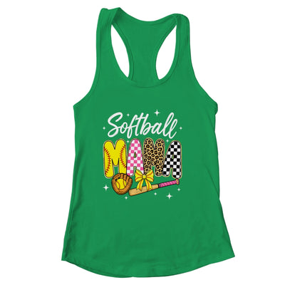 Softball Mama Leopard Coquette Bow Mom Mother Women Shirt & Tank Top | siriusteestore