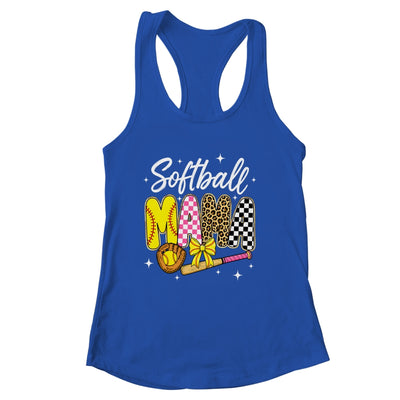 Softball Mama Leopard Coquette Bow Mom Mother Women Shirt & Tank Top | siriusteestore