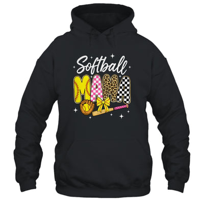 Softball Mama Leopard Coquette Bow Mom Mother Women Shirt & Tank Top | siriusteestore