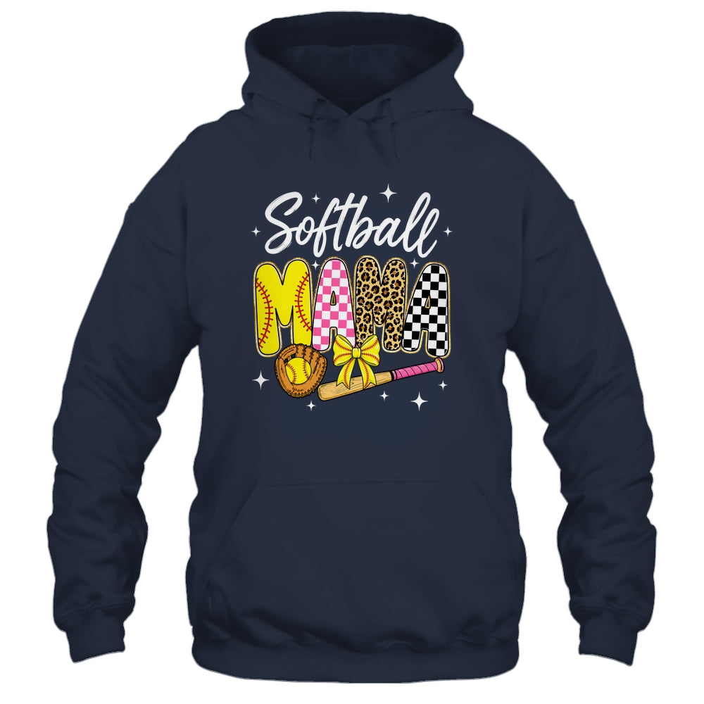 Softball Mama Leopard Coquette Bow Mom Mother Women Shirt & Tank Top | siriusteestore