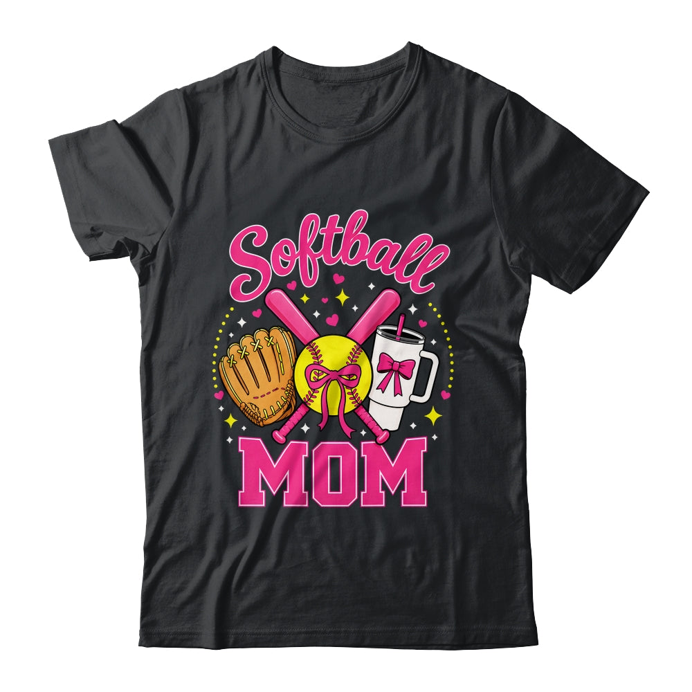 Softball Mom Player Game Day Coquette Pink Bow Shirt & Tank Top | siriusteestore