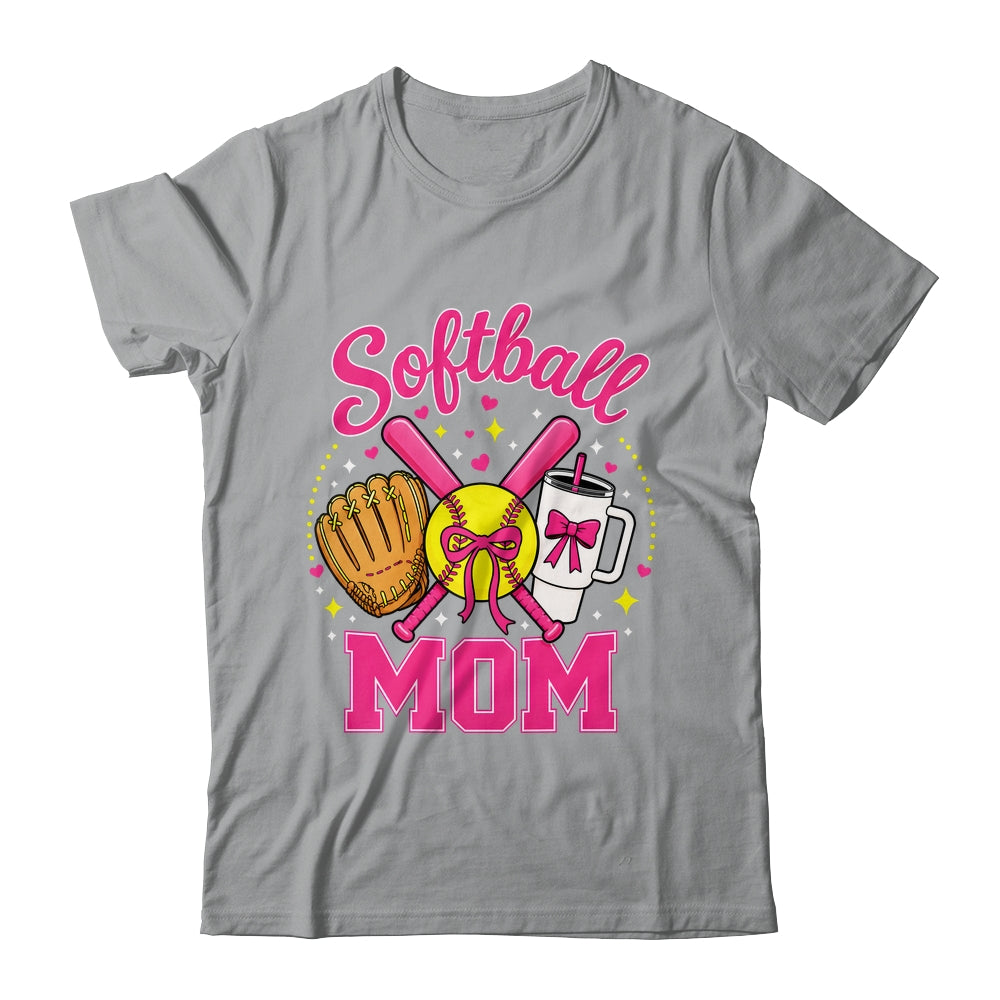Softball Mom Player Game Day Coquette Pink Bow Shirt & Tank Top | siriusteestore