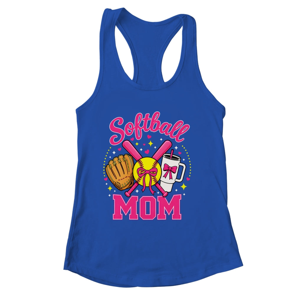 Softball Mom Player Game Day Coquette Pink Bow Shirt & Tank Top | siriusteestore