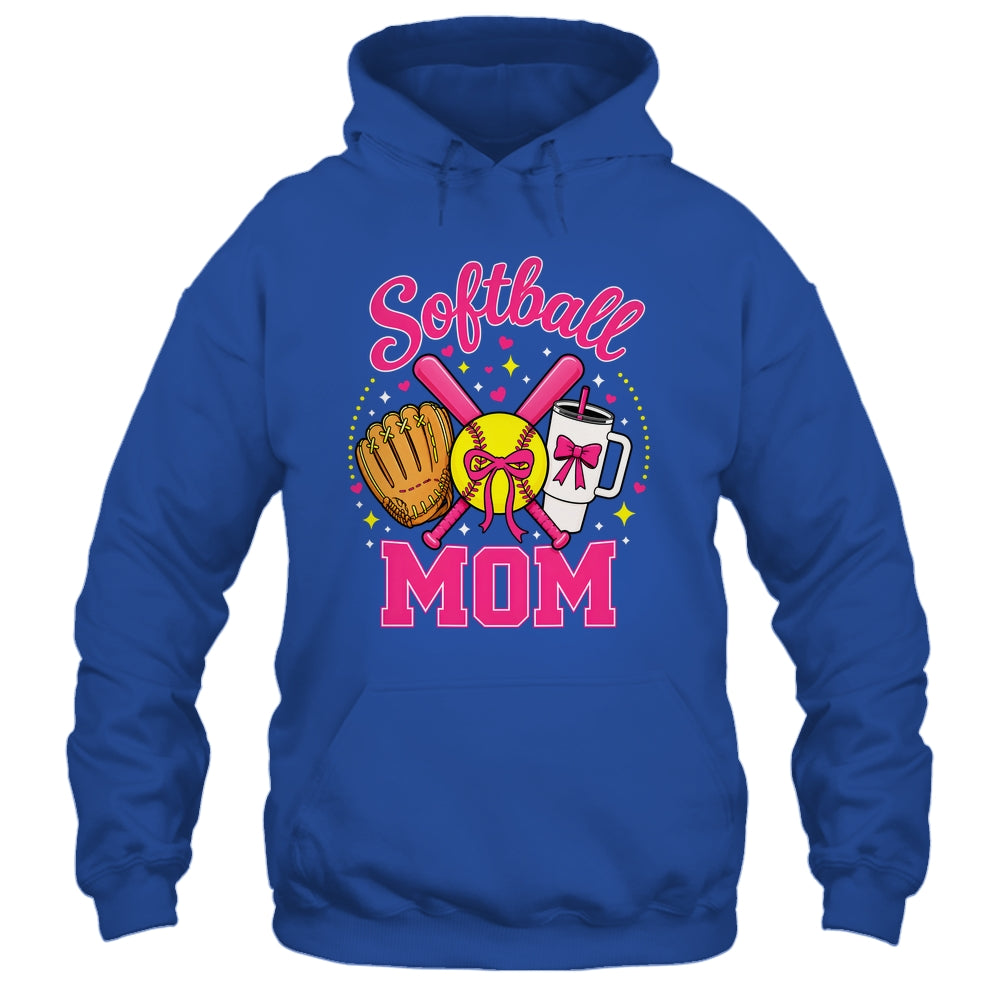 Softball Mom Player Game Day Coquette Pink Bow Shirt & Tank Top | siriusteestore