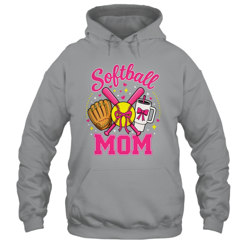 Softball Mom Player Game Day Coquette Pink Bow Shirt & Tank Top | siriusteestore
