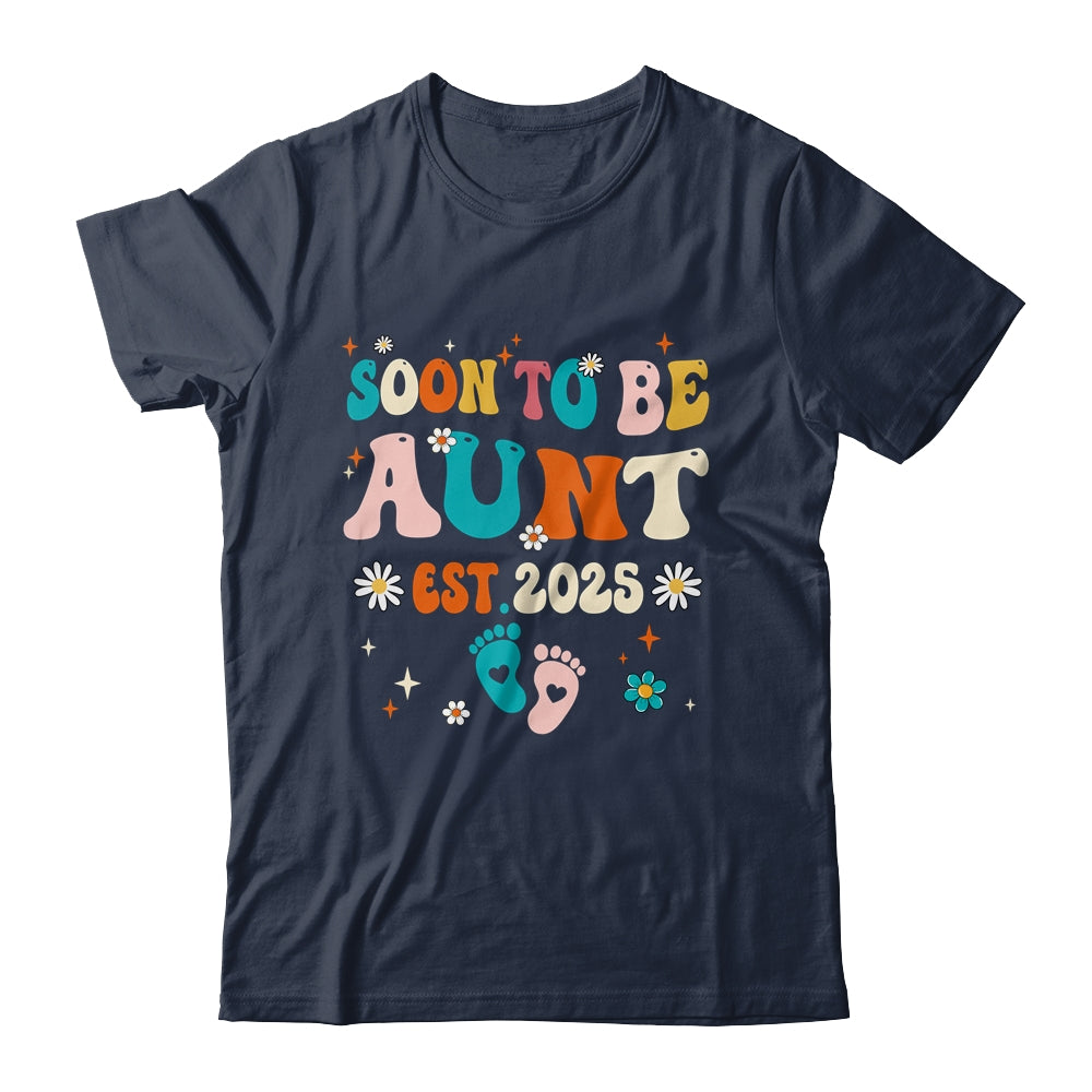 Soon To Be Aunt Est 2025 Pregnancy Announcement Groovy Shirt & Tank Top | siriusteestore