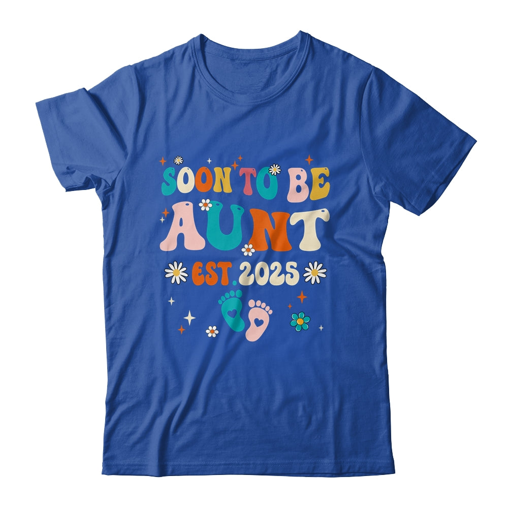 Soon To Be Aunt Est 2025 Pregnancy Announcement Groovy Shirt & Tank Top | siriusteestore