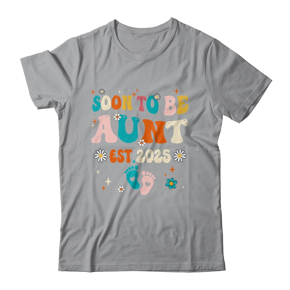 Soon To Be Aunt Est 2025 Pregnancy Announcement Groovy Shirt & Tank Top | siriusteestore