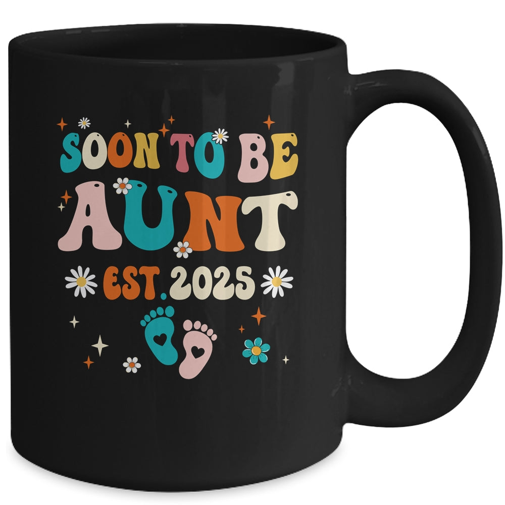 Soon To Be Aunt Est 2025 Pregnancy Announcement Groovy Mug | siriusteestore