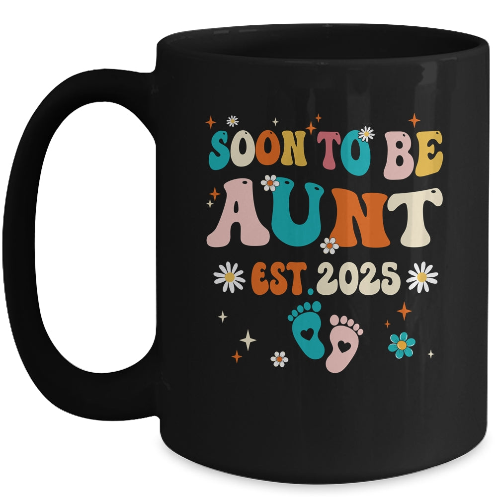Soon To Be Aunt Est 2025 Pregnancy Announcement Groovy Mug | siriusteestore