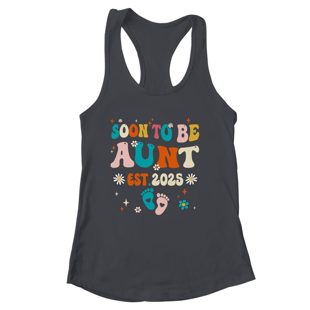 Soon To Be Aunt Est 2025 Pregnancy Announcement Groovy Shirt & Tank Top | siriusteestore
