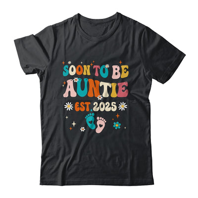 Soon To Be Auntie Est 2025 Pregnancy Announcement Groovy Shirt & Tank Top | siriusteestore