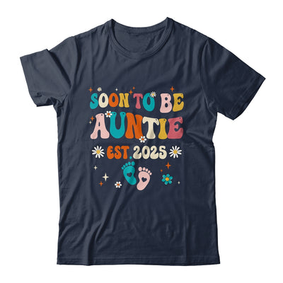 Soon To Be Auntie Est 2025 Pregnancy Announcement Groovy Shirt & Tank Top | siriusteestore