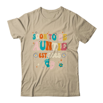 Soon To Be Auntie Est 2025 Pregnancy Announcement Groovy Shirt & Tank Top | siriusteestore