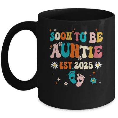 Soon To Be Auntie Est 2025 Pregnancy Announcement Groovy Mug | siriusteestore