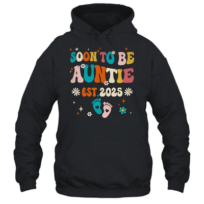 Soon To Be Auntie Est 2025 Pregnancy Announcement Groovy Shirt & Tank Top | siriusteestore