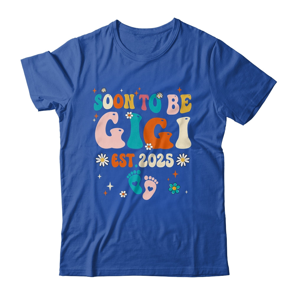 Soon To Be Gigi Est 2025 Pregnancy Announcement Groovy Shirt & Tank Top | siriusteestore