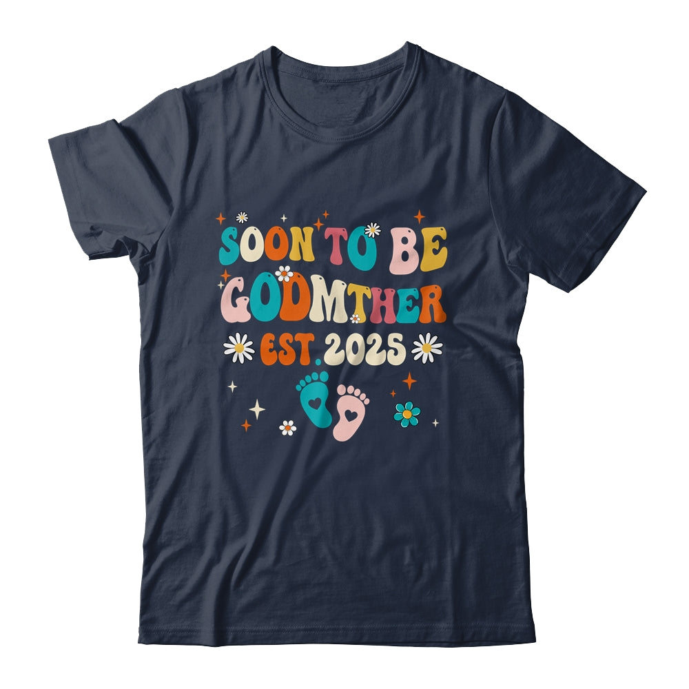 Soon To Be Godmother Est 2025 Pregnancy Announcement Groovy Shirt & Tank Top | siriusteestore