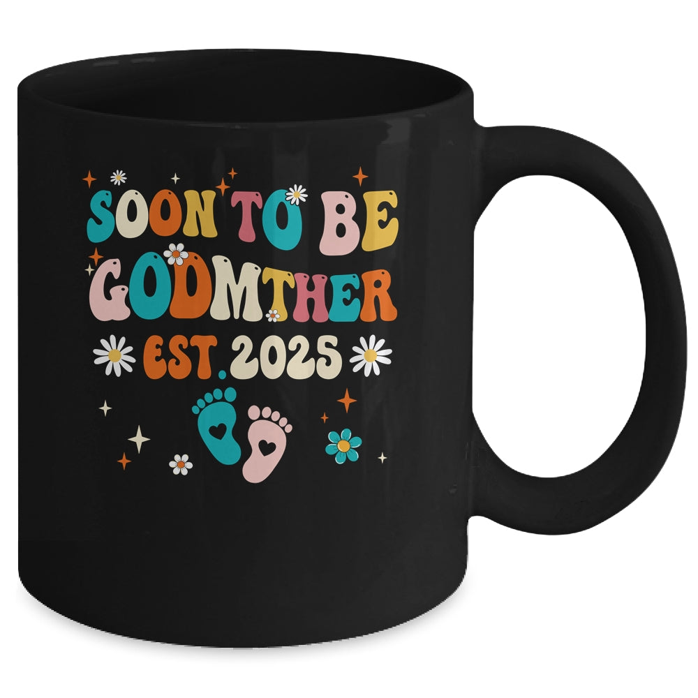 Soon To Be Godmother Est 2025 Pregnancy Announcement Groovy Mug | siriusteestore