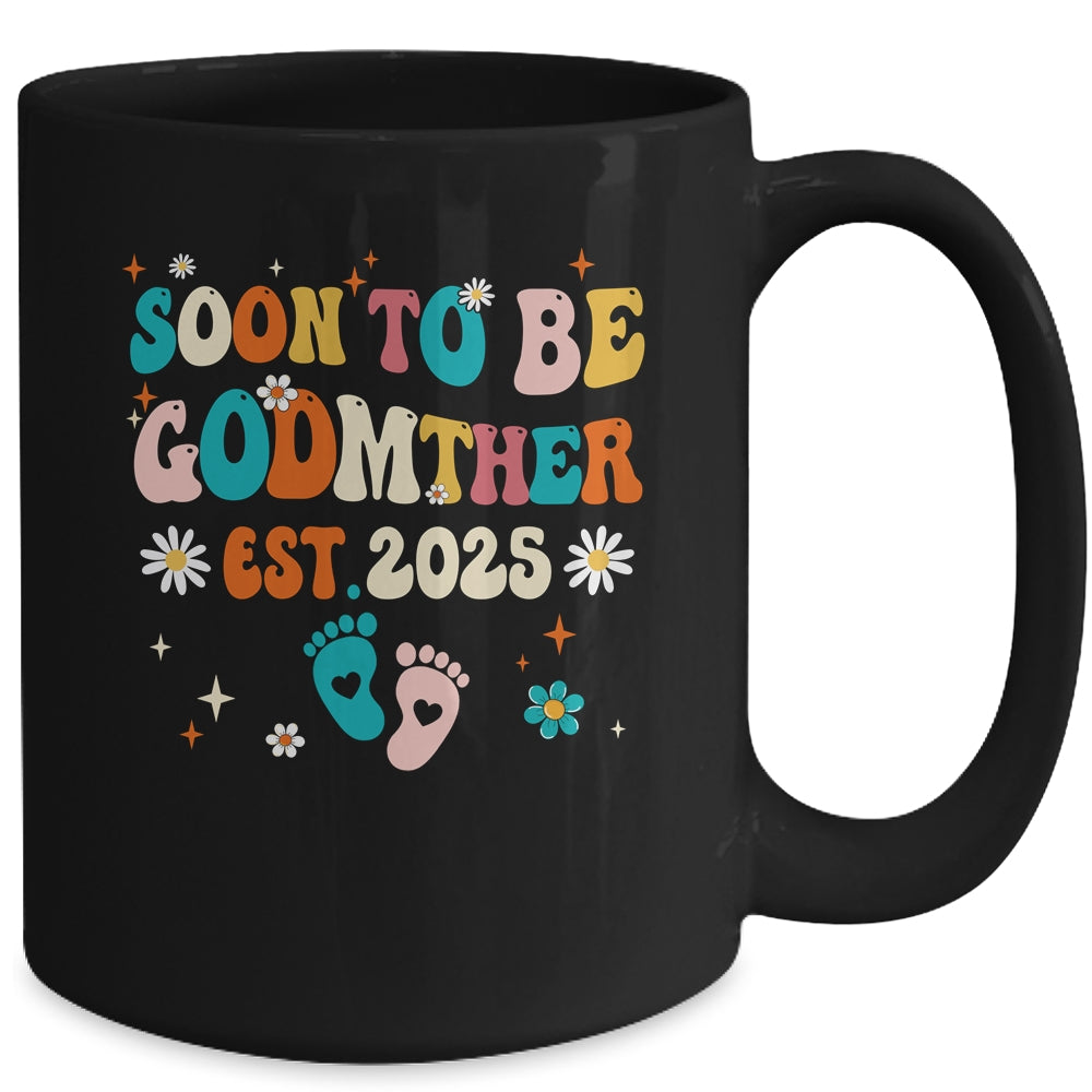 Soon To Be Godmother Est 2025 Pregnancy Announcement Groovy Mug | siriusteestore