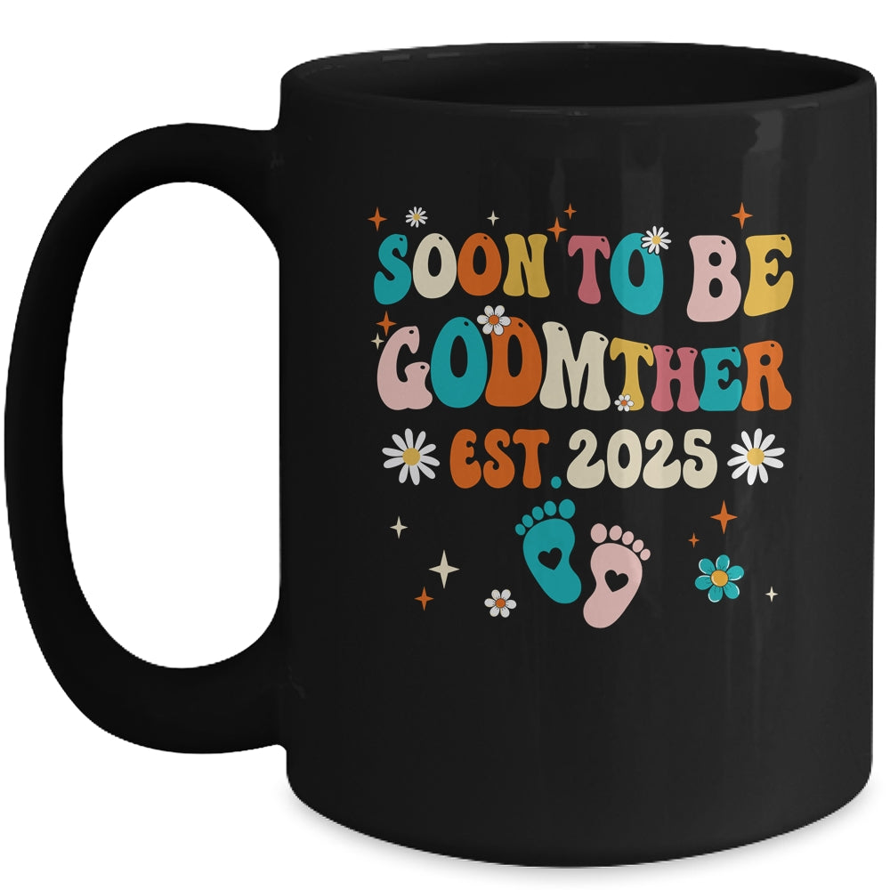 Soon To Be Godmother Est 2025 Pregnancy Announcement Groovy Mug | siriusteestore