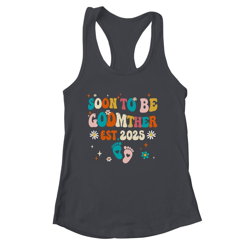 Soon To Be Godmother Est 2025 Pregnancy Announcement Groovy Shirt & Tank Top | siriusteestore