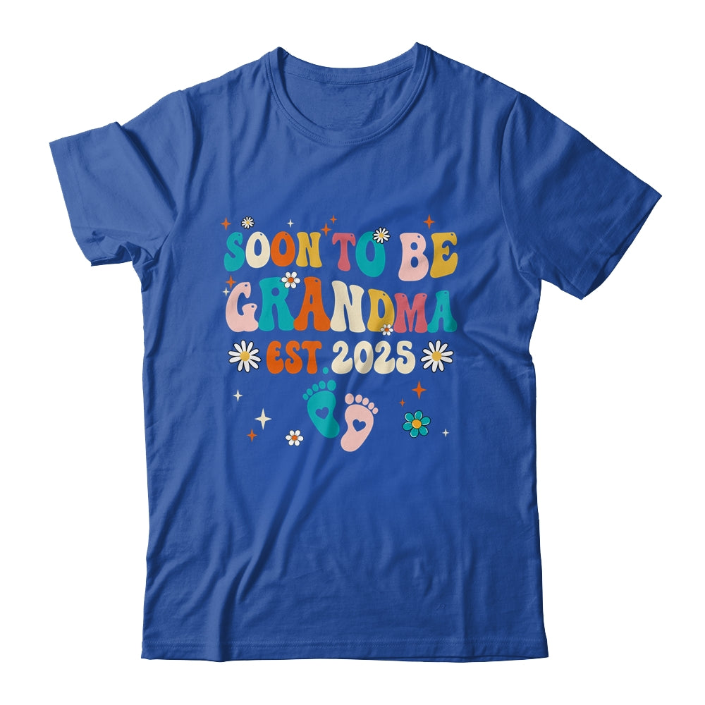 Soon To Be Grandma Est 2025 Pregnancy Announcement Groovy Shirt & Tank Top | siriusteestore