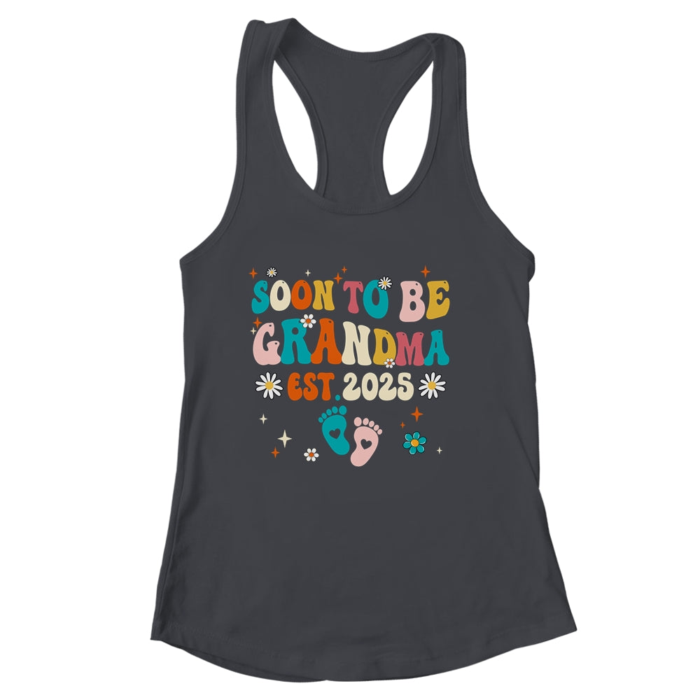 Soon To Be Grandma Est 2025 Pregnancy Announcement Groovy Shirt & Tank Top | siriusteestore