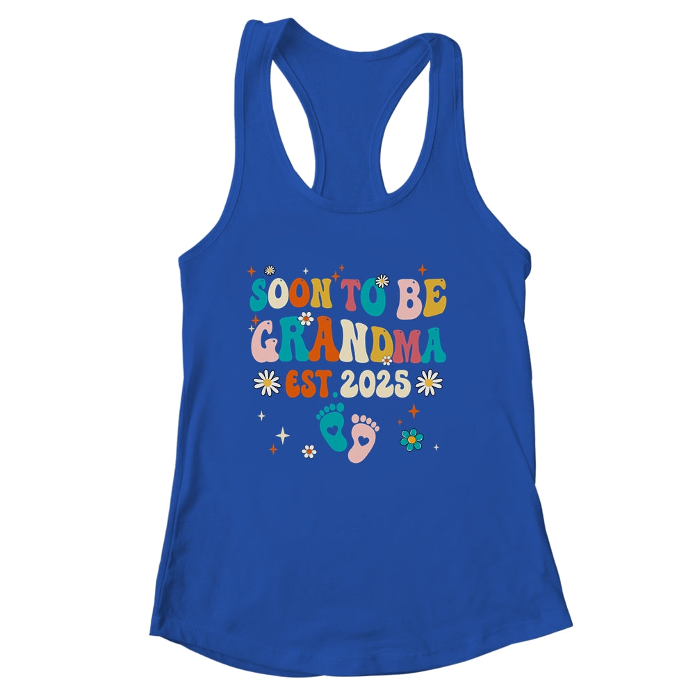 Soon To Be Grandma Est 2025 Pregnancy Announcement Groovy Shirt & Tank Top | siriusteestore