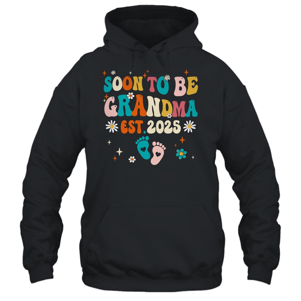 Soon To Be Grandma Est 2025 Pregnancy Announcement Groovy Shirt & Tank Top | siriusteestore