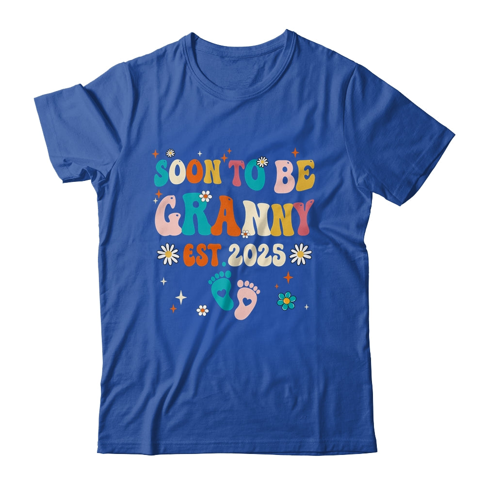 Soon To Be Granny Est 2025 Pregnancy Announcement Groovy Shirt & Tank Top | siriusteestore
