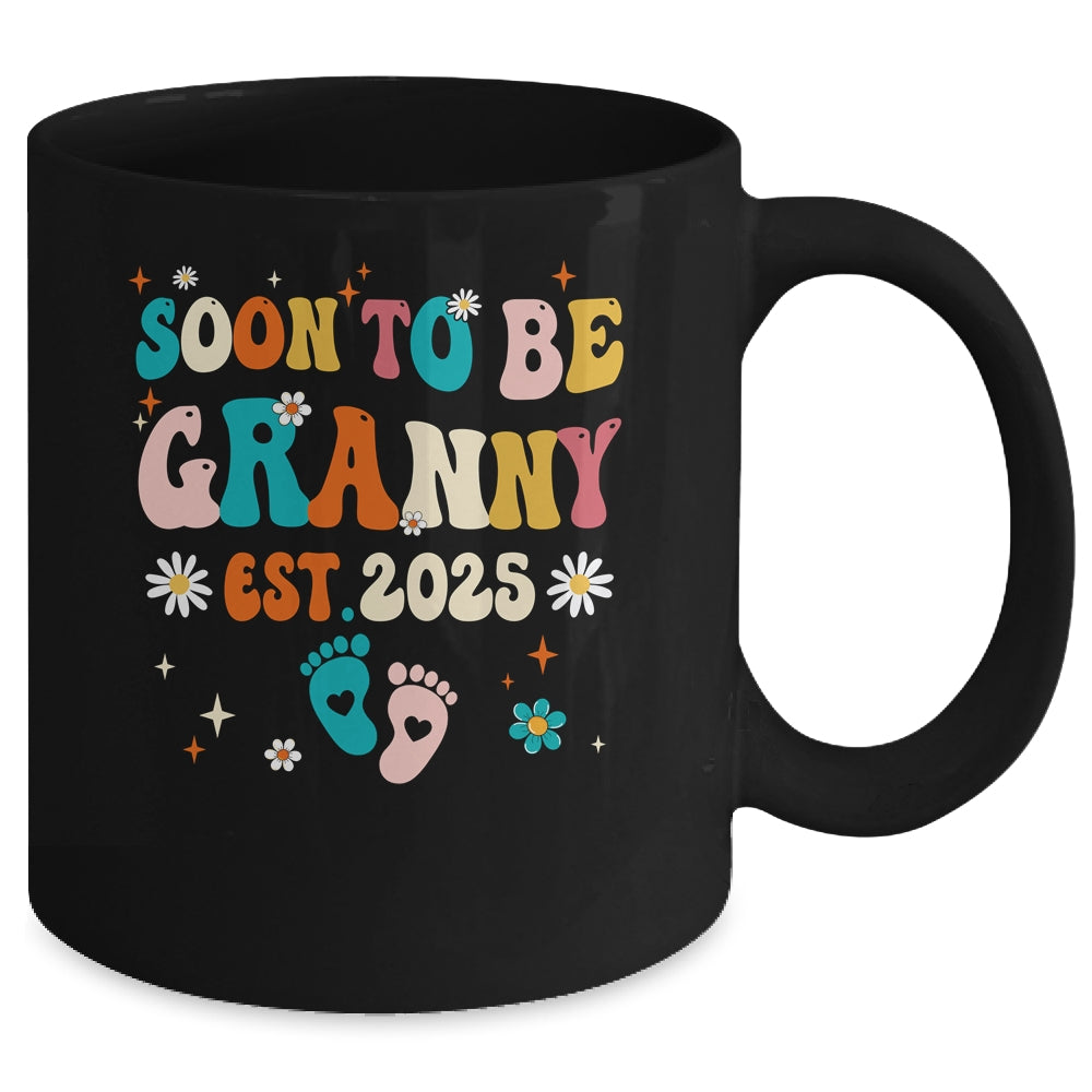 Soon To Be Granny Est 2025 Pregnancy Announcement Groovy Mug | siriusteestore