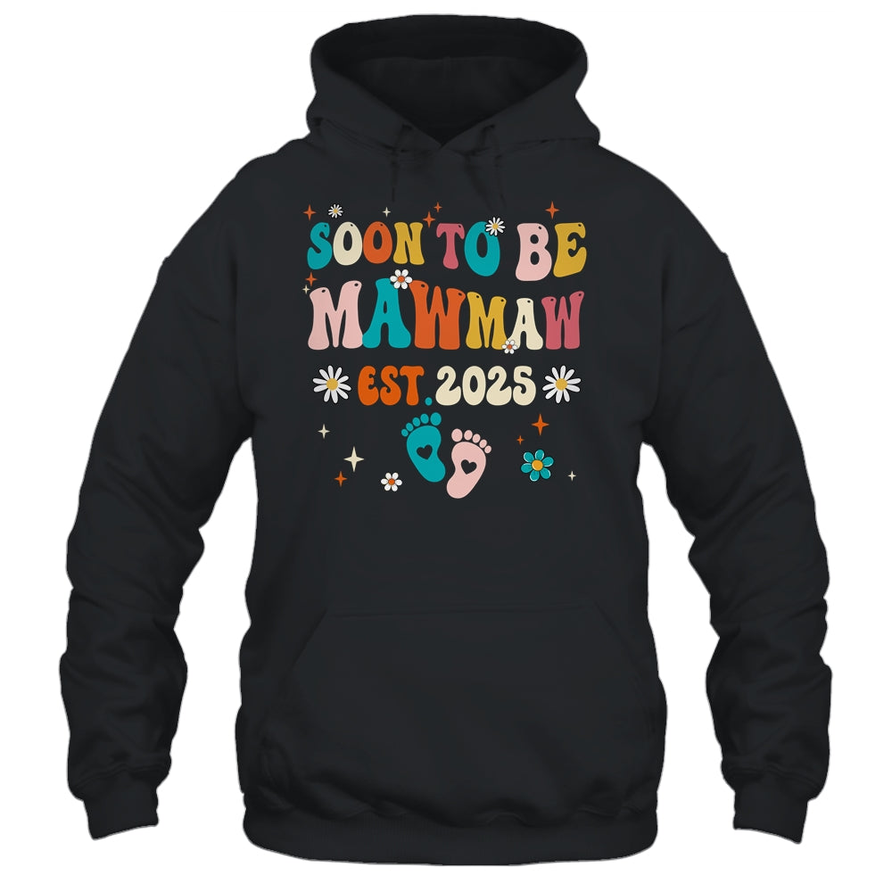 Soon To Be Mawmaw Est 2025 Pregnancy Announcement Groovy Shirt & Tank Top | siriusteestore
