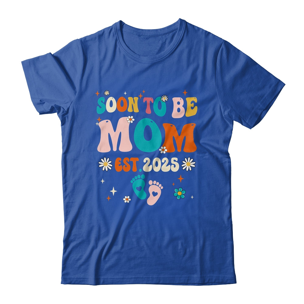 Soon To Be Mom Est 2025 Pregnancy Announcement Groovy Shirt & Tank Top | siriusteestore