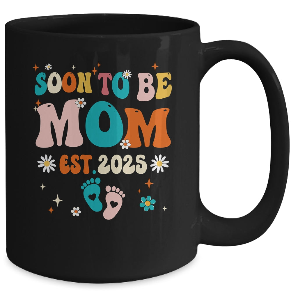 Soon To Be Mom Est 2025 Pregnancy Announcement Groovy Mug | siriusteestore