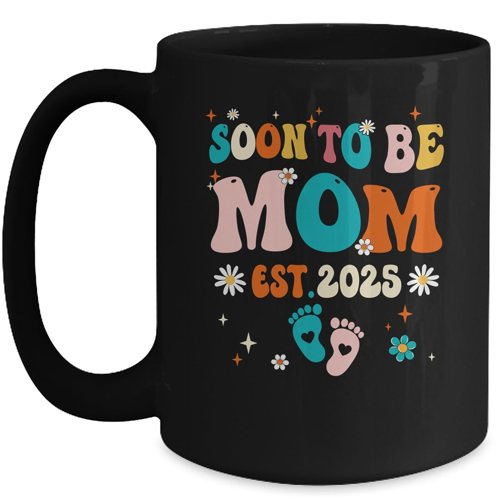 Soon To Be Mom Est 2025 Pregnancy Announcement Groovy Mug | siriusteestore