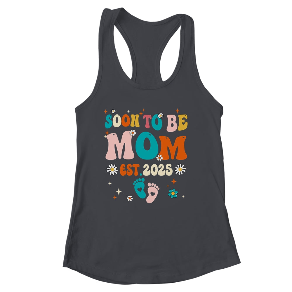 Soon To Be Mom Est 2025 Pregnancy Announcement Groovy Shirt & Tank Top | siriusteestore