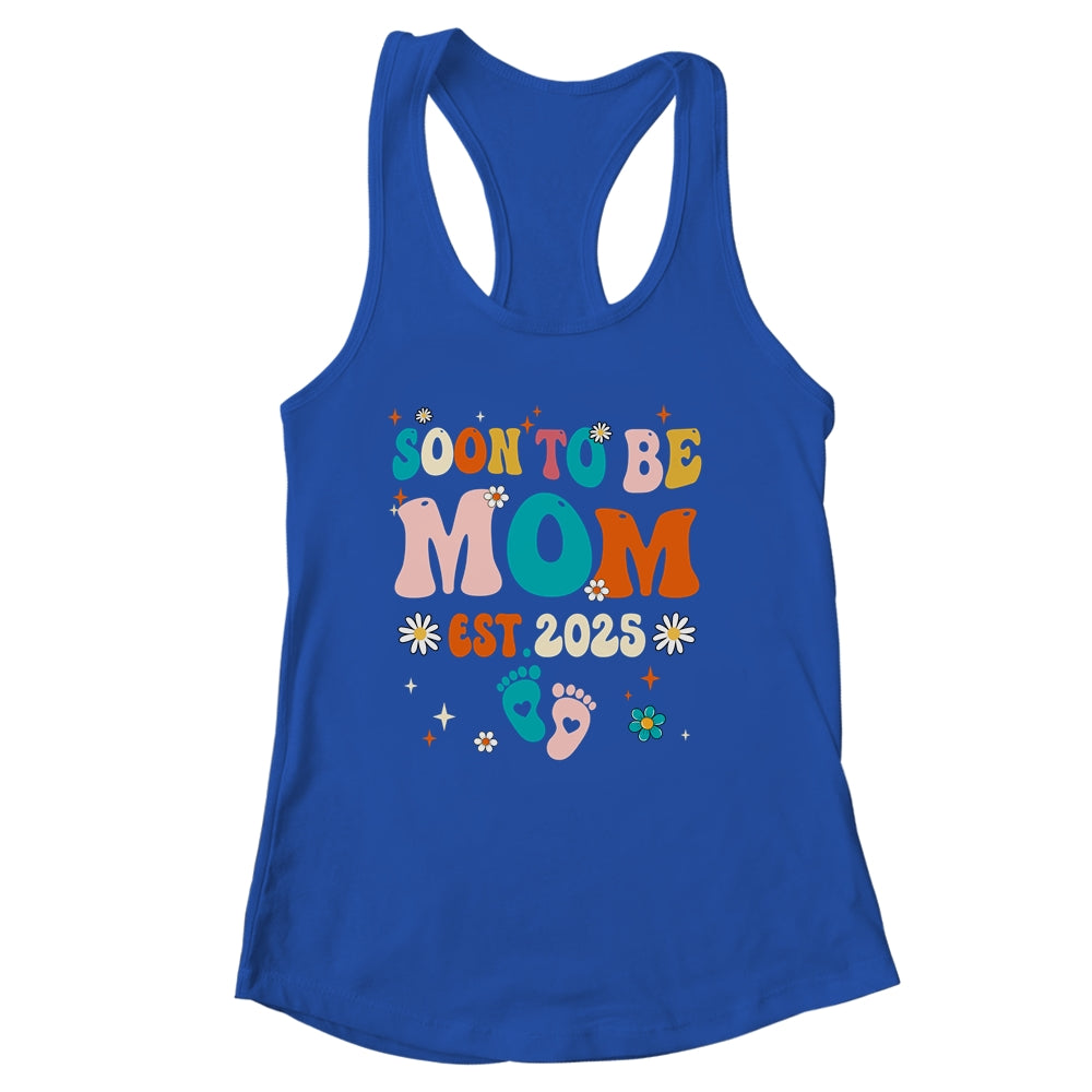 Soon To Be Mom Est 2025 Pregnancy Announcement Groovy Shirt & Tank Top | siriusteestore