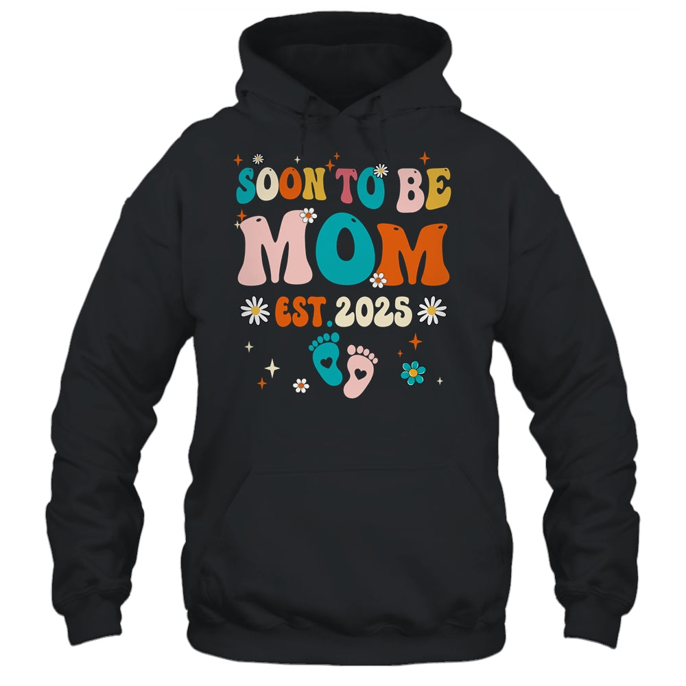 Soon To Be Mom Est 2025 Pregnancy Announcement Groovy Shirt & Tank Top | siriusteestore