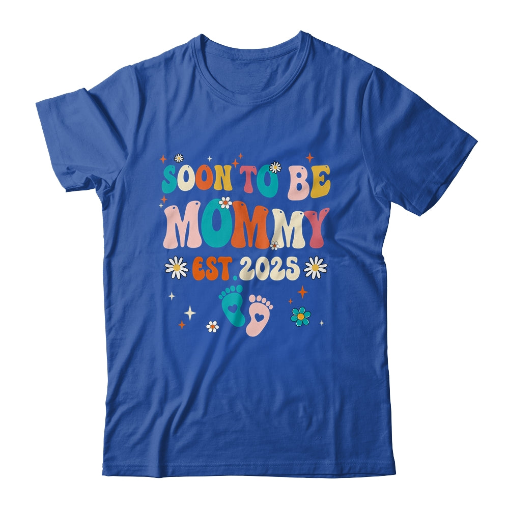 Soon To Be Mommy Est 2025 Pregnancy Announcement Groovy Shirt & Tank Top | siriusteestore