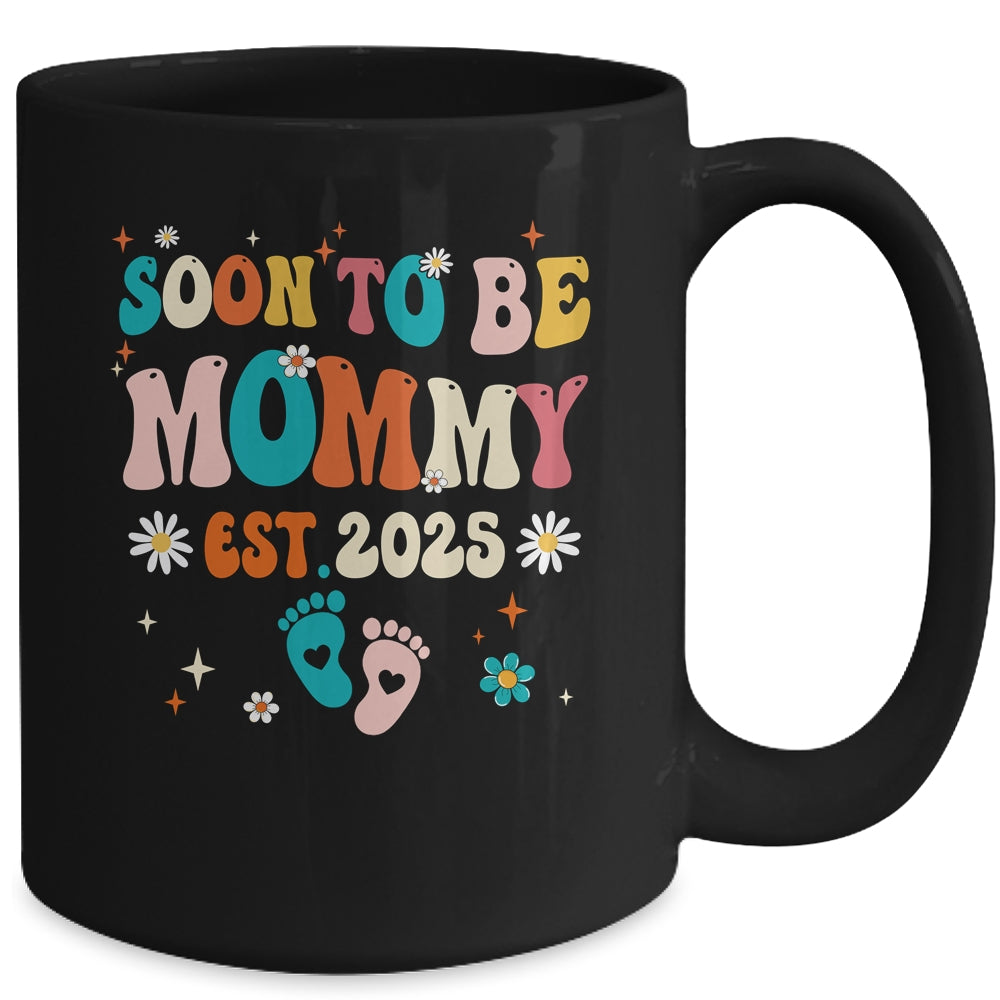 Soon To Be Mommy Est 2025 Pregnancy Announcement Groovy Mug | siriusteestore