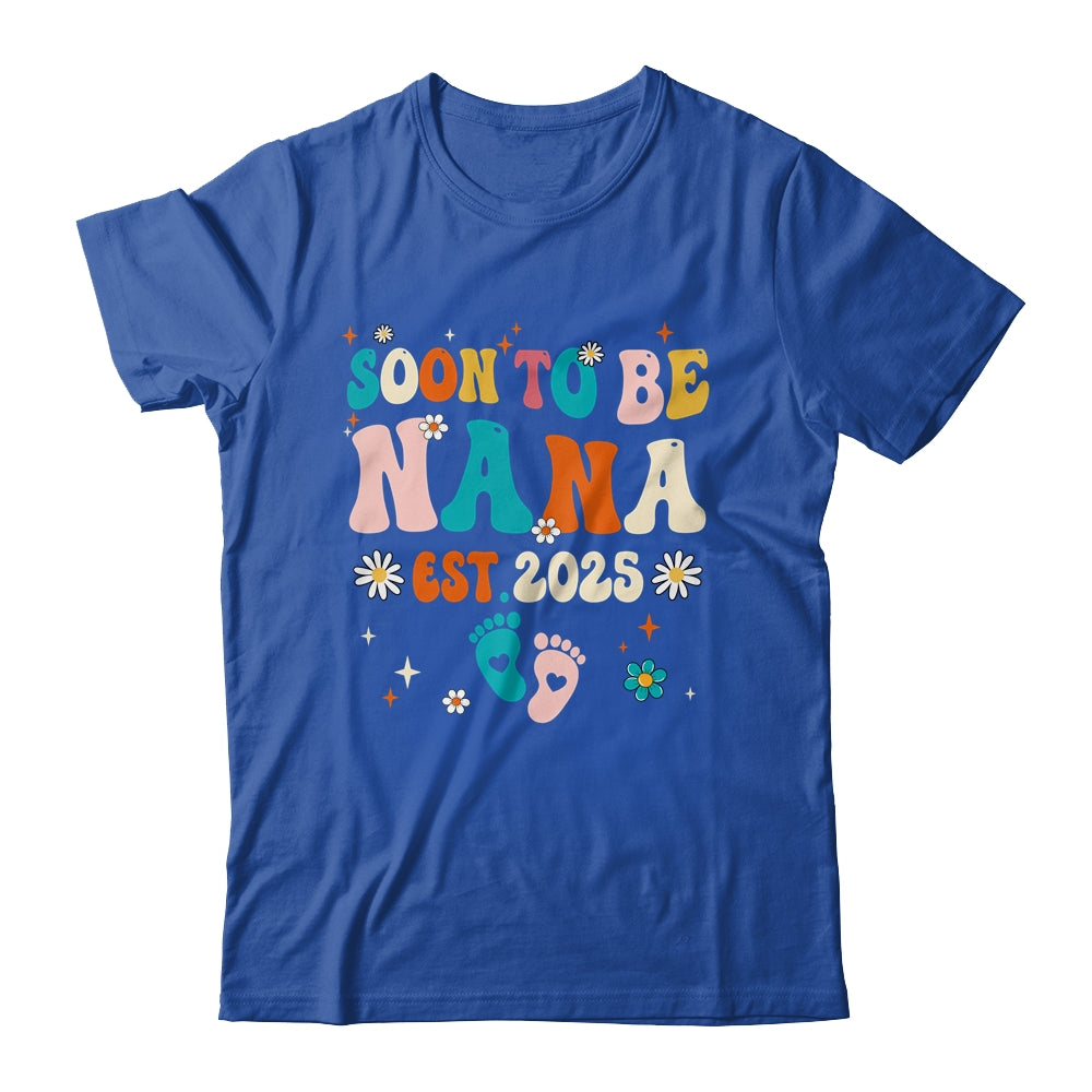 Soon To Be Nana Est 2025 Pregnancy Announcement Groovy Shirt & Tank Top | siriusteestore